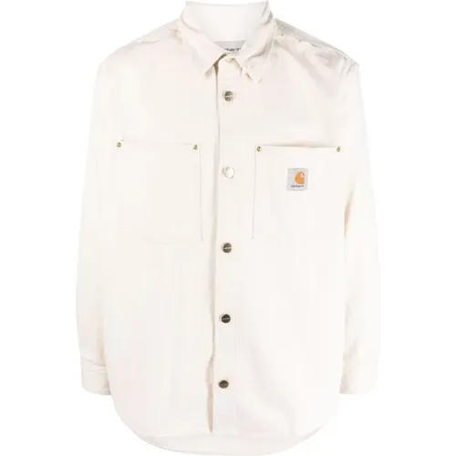 Weiße Logo-Jacke mit Knopfverschluss , Herren, Größe: L - Carhartt WIP - Modalova