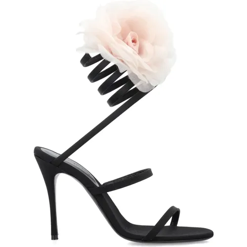 Silk-Organza Flower Heel Sandals , female, Sizes: 7 UK, 5 UK - Magda Butrym - Modalova