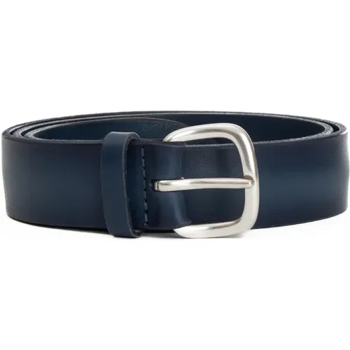 Denim Leather Belt Silver Buckle , male, Sizes: 100 CM, 105 CM, 90 CM - Orciani - Modalova