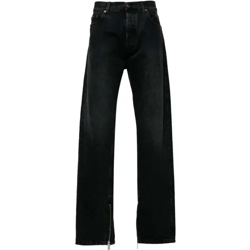 Schwarze Denim Jeans mit Knöchelreißverschlüssen , Herren, Größe: W36 - Off White - Modalova