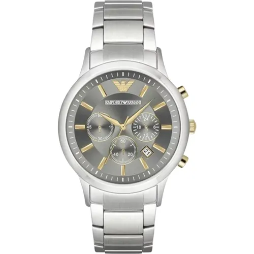 Men's Chronograph Watch with Silver/Gold Tone , male, Sizes: ONE SIZE - Emporio Armani - Modalova