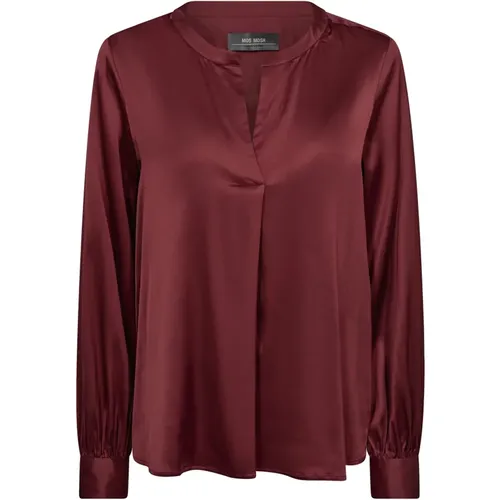 Elegant Satin Blouse Garnet , female, Sizes: M, XS, XL, L, S - MOS MOSH - Modalova