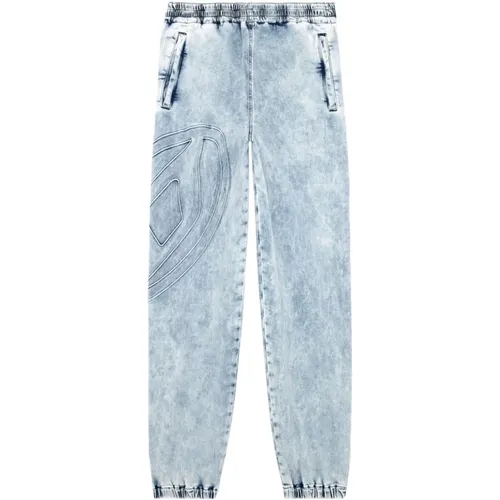 Straight Jeans, male, , Size: M Marbled Denim Track Pants - Diesel - Modalova