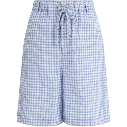 Casual Shorts, male, , Size: M Cotton Vichy Shorts with Monogram Detail - Marni - Modalova