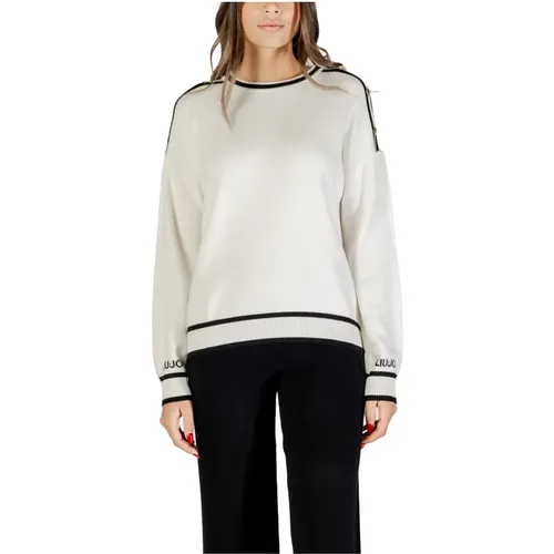 Round-neck Knitwear, female, , Size: M Chiusa Sweater with Zipper Detail - Liu Jo - Modalova