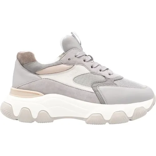 Graue Wildleder-Sneakers mit Chunky Sohle , Damen, Größe: 38 1/2 EU - Hogan - Modalova