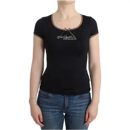 Schwarzes Nylon Top T-Shirt - Roberto Cavalli - Modalova