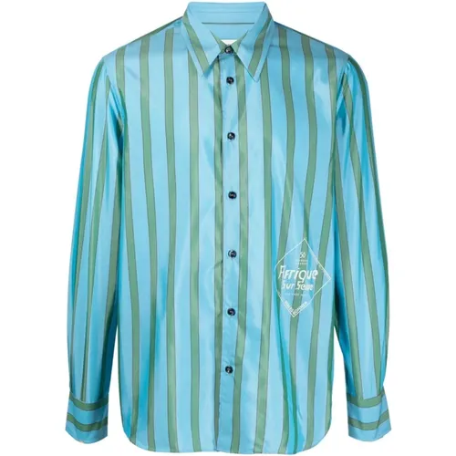Striped Langston Silk Logo Shirt , male, Sizes: M - Wales Bonner - Modalova