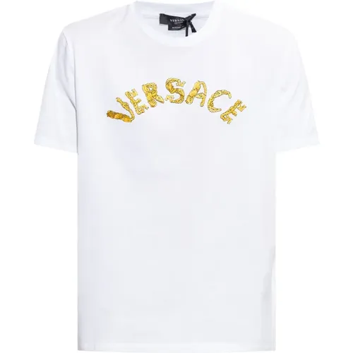 T-shirt with logo , male, Sizes: S, XL, 2XL, L, M - Versace - Modalova