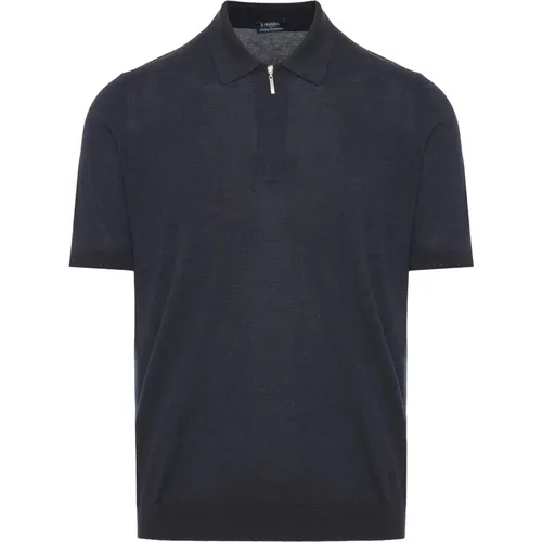 Silk zip polo shirt , male, Sizes: XL, 2XL, 3XL, L - Barba - Modalova