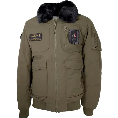 Winter Jackets, male, , Size: 2XL Military Pilot Jacket with Removable Collar - aeronautica militare - Modalova