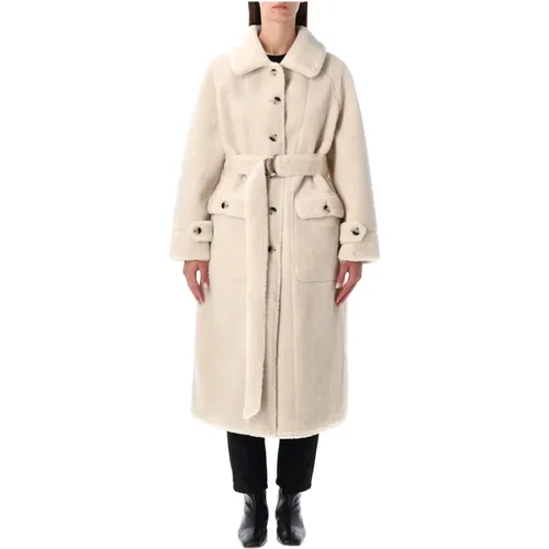 Faux Fur & Shearling Jackets, female, , Size: S Reversible Faux Fur Belted Coat - Urbancode - Modalova