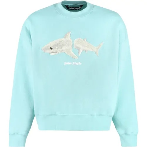 Sweatshirts, male, , Size: XS Embroidered Shark Sweatshirt - Palm Angels - Modalova