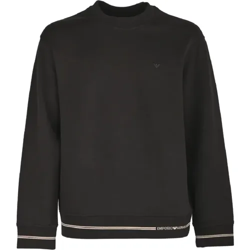 Men's Double Jersey Sweatshirt with Eagle Logo , male, Sizes: XL, L, 2XL - Emporio Armani - Modalova