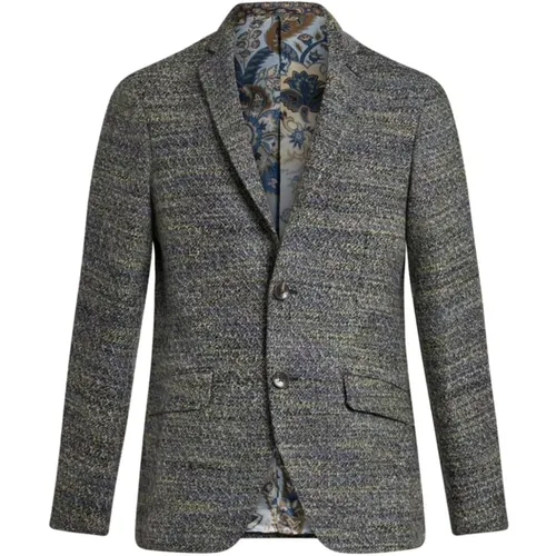 Blazers, male, , Size: XL Navy Wool Blazer Outerwear - ETRO - Modalova