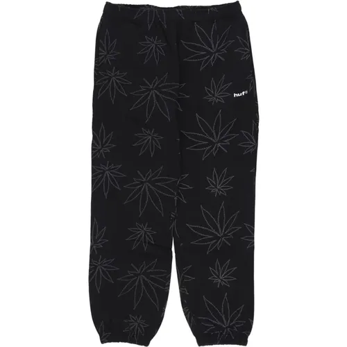 Schwarze Plantlife Fleece Sweatpants Streetwear , Herren, Größe: S - HUF - Modalova
