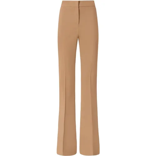 Wide Trousers, female, , Size: L High Waist Linen Blend Elegant Pants - pinko - Modalova