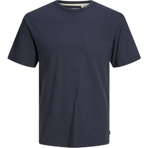 Blaues Einfarbiges Kurzarm T-Shirt , Herren, Größe: S - jack & jones - Modalova