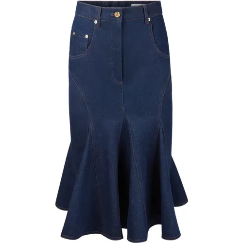 Blaue Denim Midi-Rock , Damen, Größe: S - Nina Ricci - Modalova