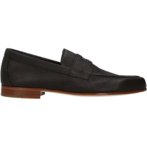 Elegante dunkelbraune gehämmerte Lederschuhe - John Lobb - Modalova