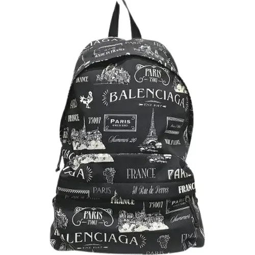 Pre-owned Backpacks, male, , Size: ONE SIZE Pre-owned Wheel Nylon Canvas Backpack - Balenciaga Vintage - Modalova