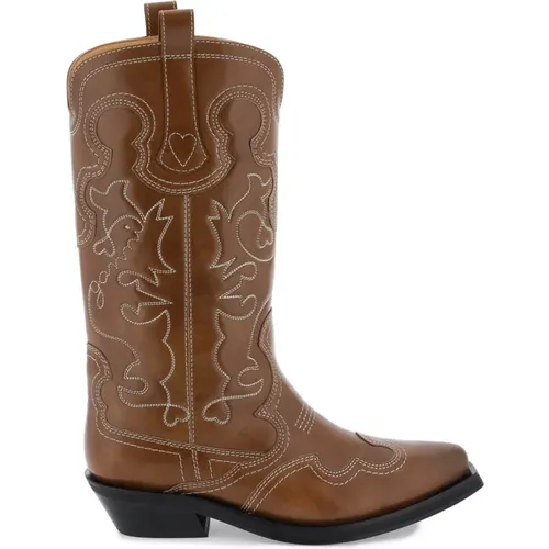 Embroidered western boots , female, Sizes: 6 UK - Ganni - Modalova