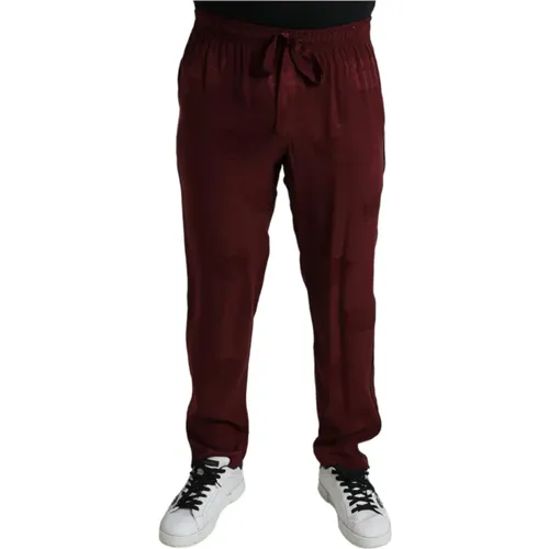 Crown Pattern Silk Pajama Pants , male, Sizes: XL, S - Dolce & Gabbana - Modalova