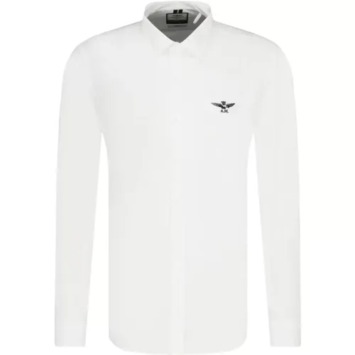 Weißes Baumwollhemd mit Adlerlogo , Herren, Größe: L - aeronautica militare - Modalova