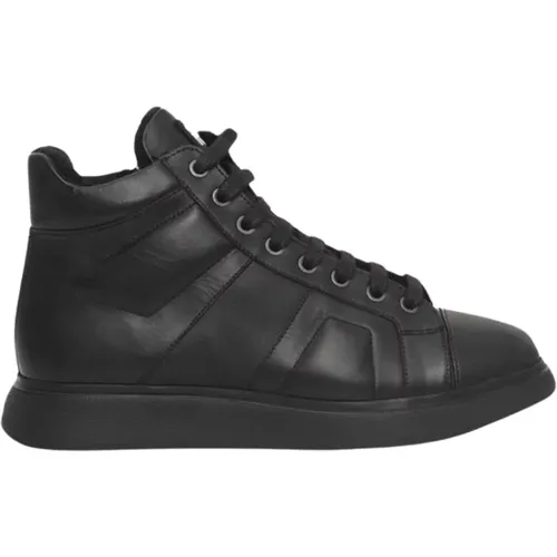 Schwarze Leder High-Top Sneakers Logo , Damen, Größe: 38 EU - Cerruti 1881 - Modalova