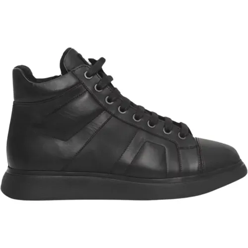 Schwarze Leder High-Top Sneakers Logo , Damen, Größe: 40 EU - Cerruti 1881 - Modalova