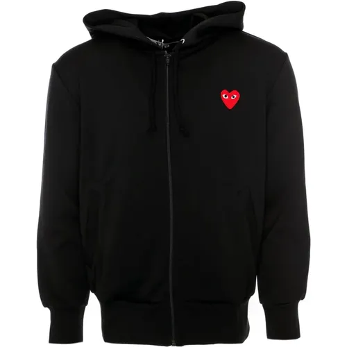 Zip-throughs, male, , Size: 2XL Hooded Zip Sweatshirt - Comme des Garçons Play - Modalova