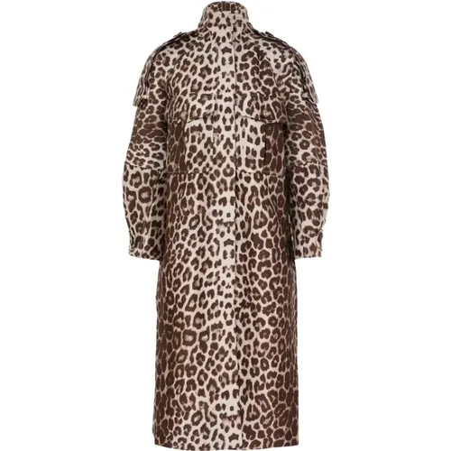 Single-Breasted Coats, female, , Size: M Illustration Pocket Anorak Chocolate Leopard - Zimmermann - Modalova