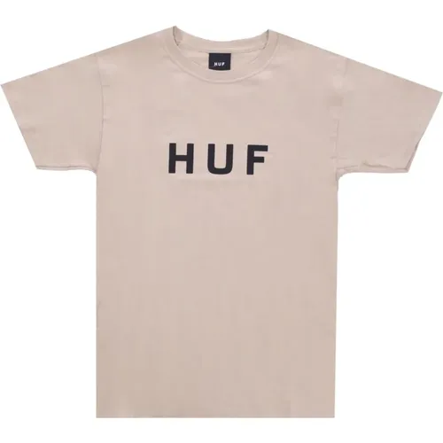 Logo Tee Sand Mens T-Shirt , male, Sizes: XL - HUF - Modalova