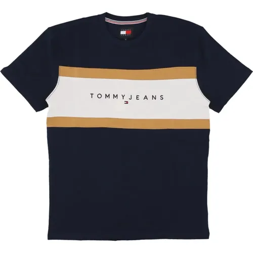 Dunkelblaues Cut & Sew Tee , Herren, Größe: M - Tommy Hilfiger - Modalova