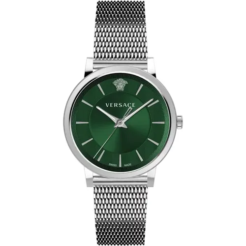 Watches, male, , Size: ONE SIZE Men's V Circle Analog Watch Green - Versace - Modalova