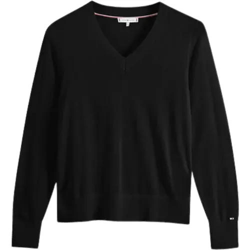 Damen V-Ausschnitt Pullover , Damen, Größe: XS - Tommy Hilfiger - Modalova