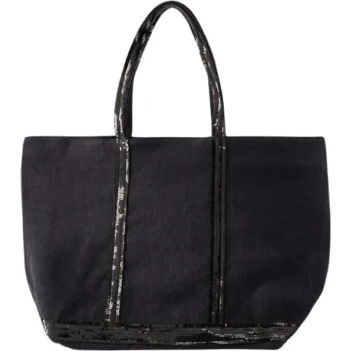Schwarze Shopper-Tasche aus Leinen , Damen, Größe: ONE Size - Vanessa Bruno - Modalova