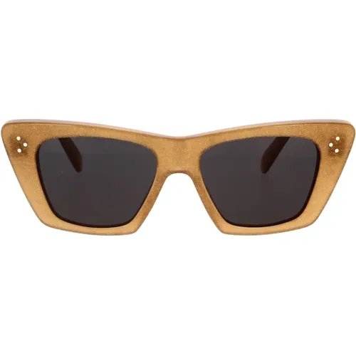 Geometric Sunglasses with Glitter Frame and Grey Lenses , female, Sizes: 51 MM - Celine - Modalova