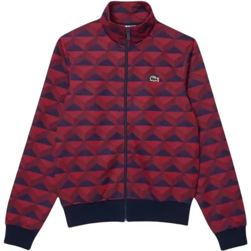 Zip-throughs, male, , Size: S Paris Jacquard Monogram Sweatshirt - Lacoste - Modalova