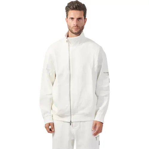 Weißer Zip-Sweater Scuba-Stil , Herren, Größe: S - Armani Exchange - Modalova