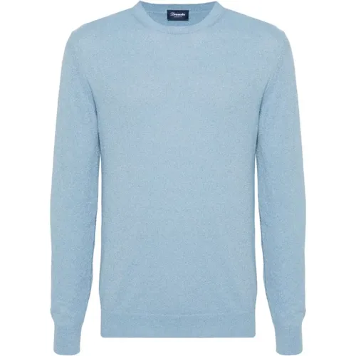 Blauer Rundhalspullover,Round-neck Knitwear,Blauer Crew-Neck Sweater - Drumohr - Modalova