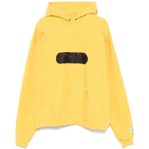 Hoodies, male, , Size: L Mustard Hooded Sweatshirt with Logo - Gallery Dept. - Modalova