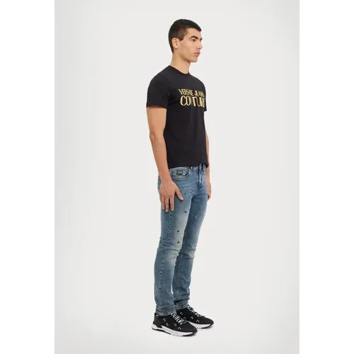 Blaue Slim Jeans Milano Beschädigt , Herren, Größe: W32 - Versace Jeans Couture - Modalova