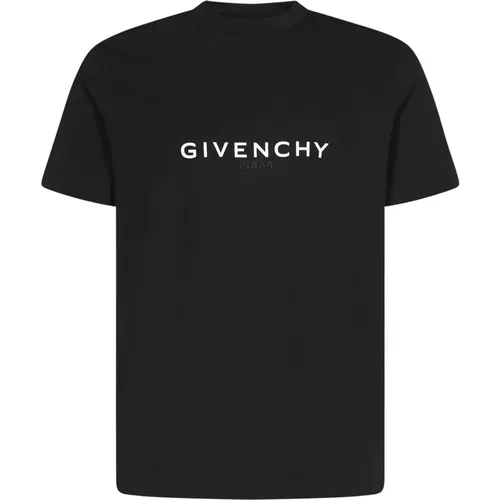Schwarze T-Shirts und Polos mit geripptem Rundhalsausschnitt , Herren, Größe: L - Givenchy - Modalova