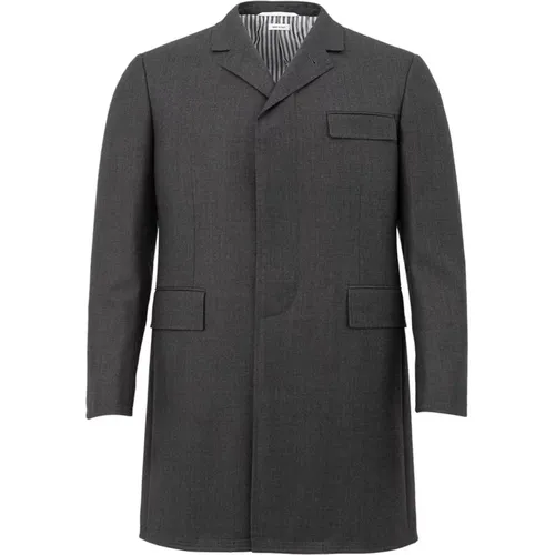 Single-Breasted Coats, male, , Size: XL Refined Style Wool Jacket in - Thom Browne - Modalova