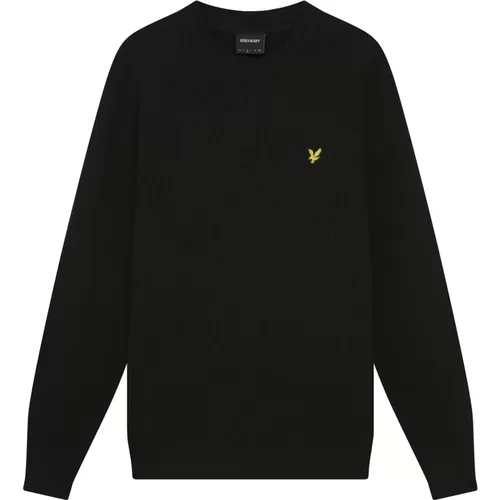 Round-neck Knitwear, male, , Size: 2XL Grid Knit Crew Neck Jumper - Lyle & Scott - Modalova