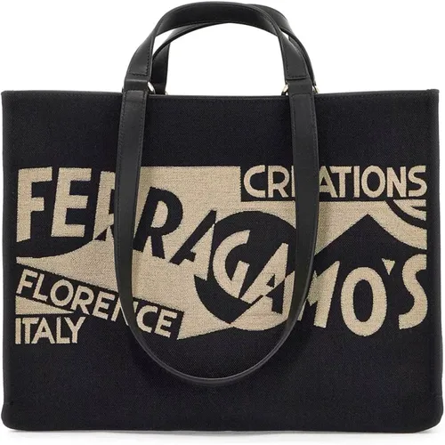 Logo Printed Tote Bag , female, Sizes: ONE SIZE - Salvatore Ferragamo - Modalova