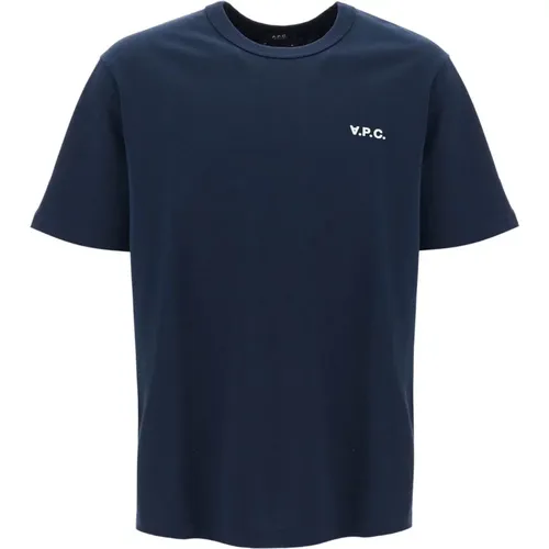 T-Shirts, male, , Size: S Flocked Logo T-Shirt Boxy Fit - A.p.c. - Modalova