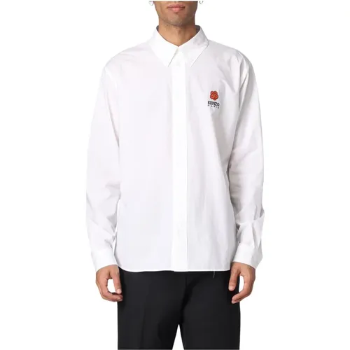 Weißes Button-Down Hemd mit Stickerei,Lässiges Hemd - Kenzo - Modalova
