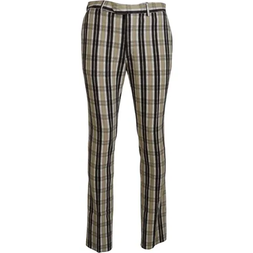 Slim-fit Trousers, male, , Size: S Checkered Cotton Pants - Bencivenga - Modalova